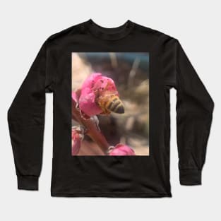 Honey Bee Butt In An Apricot Blossom Long Sleeve T-Shirt